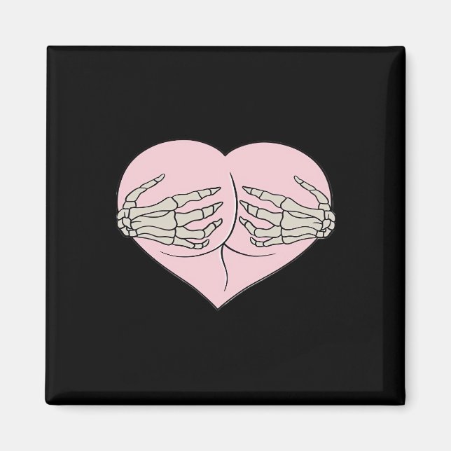 Heart Butt Hug Skeleton Hands Classic Magnet (Front)