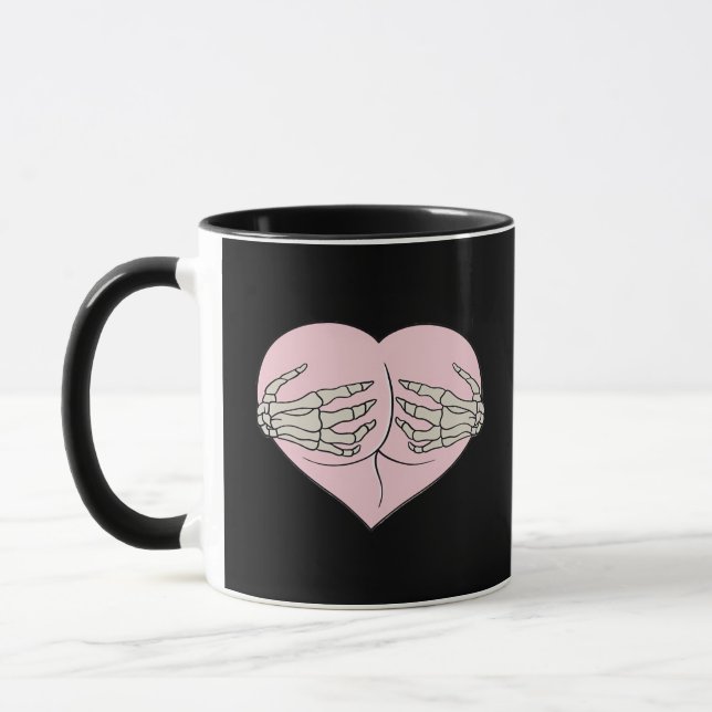 Heart Butt Hug Skeleton Hands Classic Mug (Left)