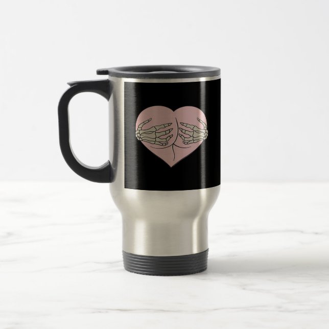Heart Butt Hug Skeleton Hands Classic Travel Mug (Left)