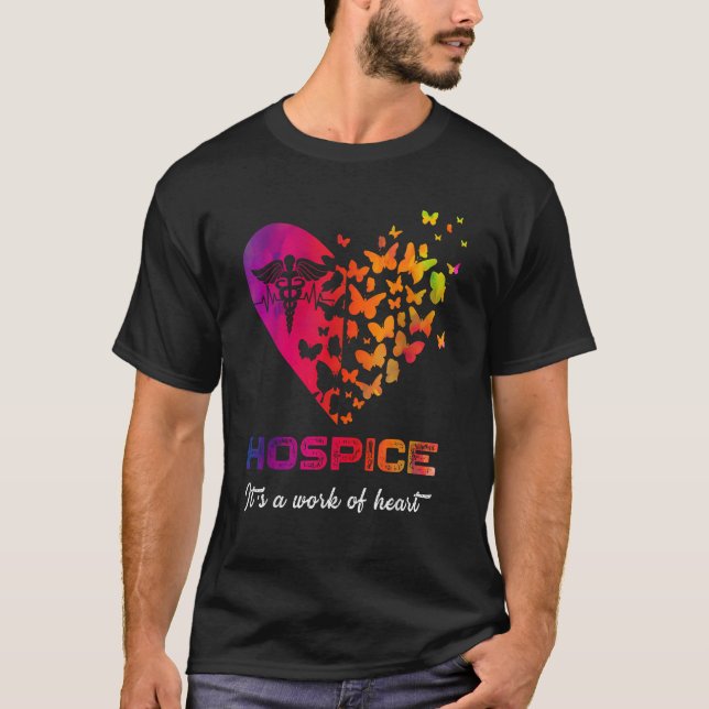 Heart Butterflies Hospice Nurse Appreciation Nursi T-Shirt (Front)