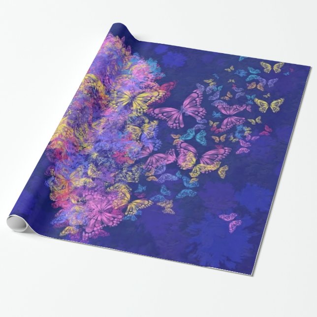 Heart Butterflies Wrapping Paper (Unrolled)