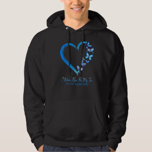 Heart Butterfly Autism I Wear Blue For My Son Auti Hoodie
