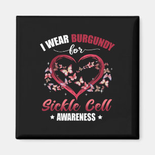 Heart Butterfly I Wear Burgundy Sickle Cell Awaren Magnet