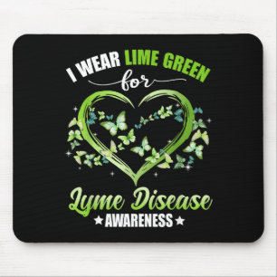 Heart Butterfly I Wear Green For Lyme Disease Awar Mouse Mat