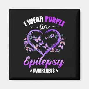 Heart Butterfly I Wear Purple For Epilepsy Magnet