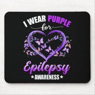 Heart Butterfly I Wear Purple For Epilepsy Mouse Mat