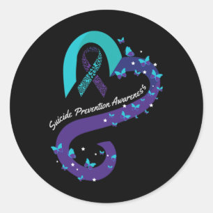 Heart Butterfly Suicide Awareness Mental Health Classic Round Sticker