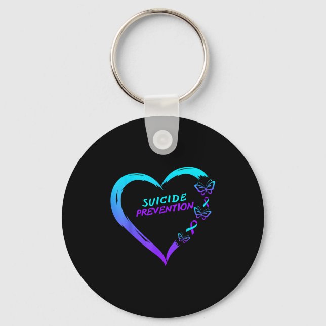 Heart Butterfly Suicide Prevention Awareness  Key Ring (Front)