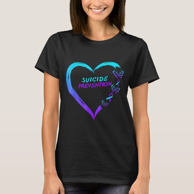 Heart Butterfly Suicide Prevention Awareness  T-Shirt (Front)