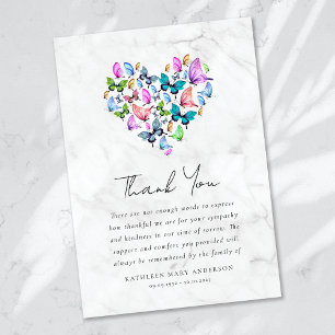 Heart Butterfly Sympathy Funeral Thank You Card