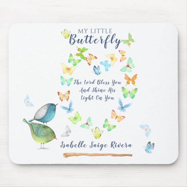 Heart Butterfly The Lord Bless You Mouse Mat (Front)