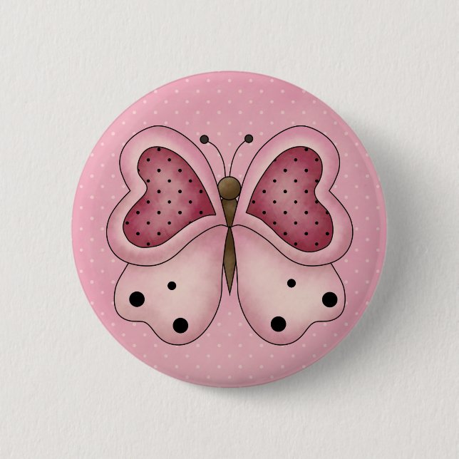 Heart Butterfly Valentine Button (Front)