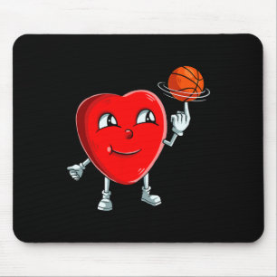 Heart Bysketbyll Player Valentines Day Cute Sports Mouse Mat