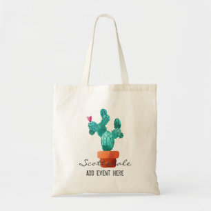 Heart Cactus Green Pink Love Location Event Fun Tote Bag