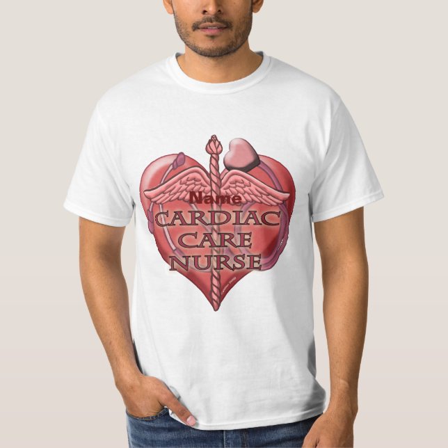 Heart Caduceus Cardiac Care Nurse T-Shirt (Front)