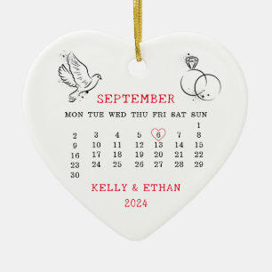 Heart Calendar Married Fall 2024 Ceramic Tree Decoration