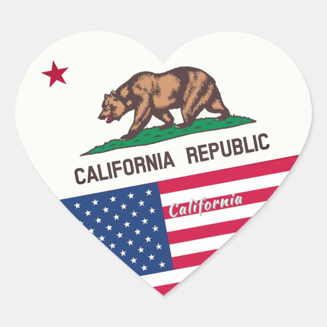 Heart California  classic round sticker (Front)