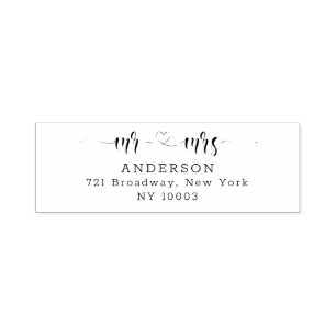 Heart Calligraphic Script Return Address Self-inking Stamp