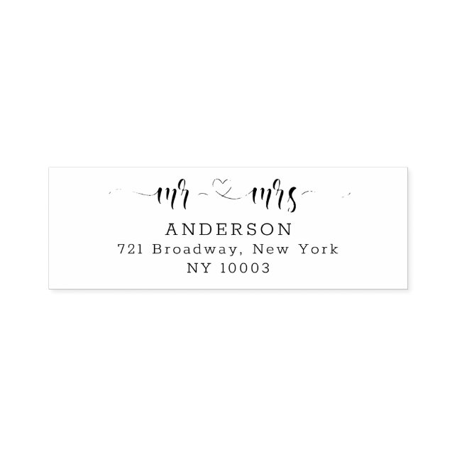 Heart Calligraphic Script Return Address Self-inking Stamp (Design)