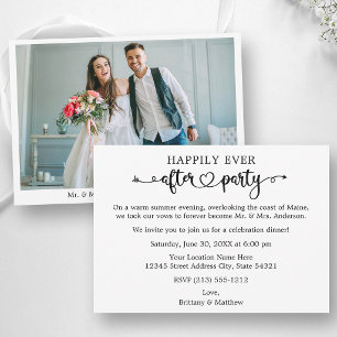 Heart Calligraphy Happily Ever After Party Announcement