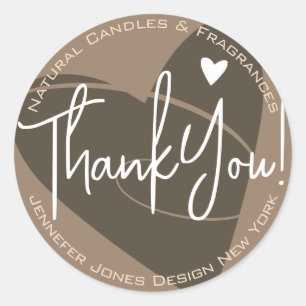 Heart Calligraphy Kraft Paper Thank You Label 