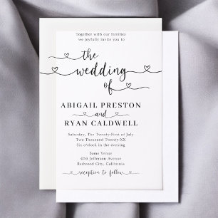 Heart Calligraphy Modern Minimalist Wedding Vellum Invitations