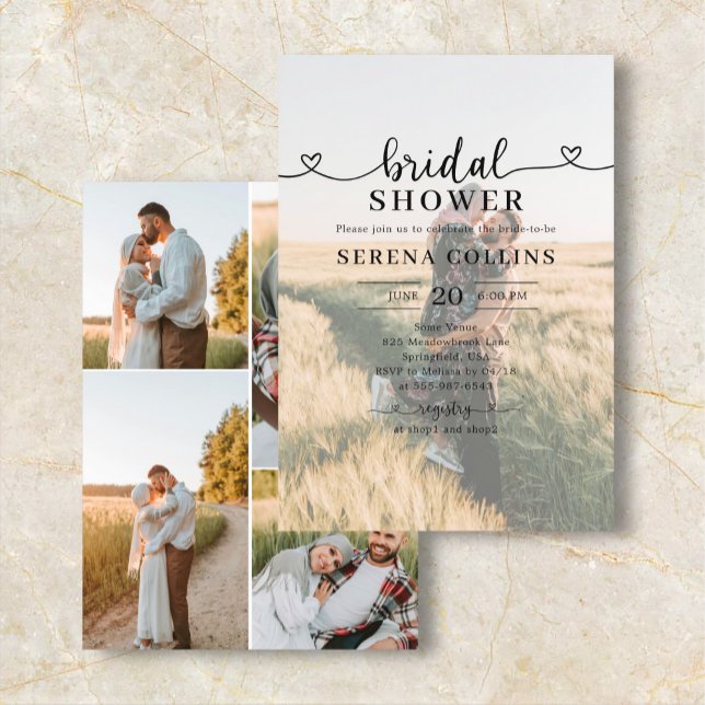 Heart Calligraphy Photo Bridal Shower Flyer (Creator Uploaded)