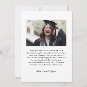 Heart Calligraphy Script Graduation Thank You Card