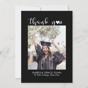 Heart Calligraphy Script Graduation Thank You Card