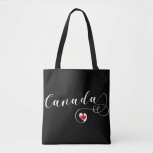 Heart Canada Grocery Bag, Canadian Flag Tote Bag