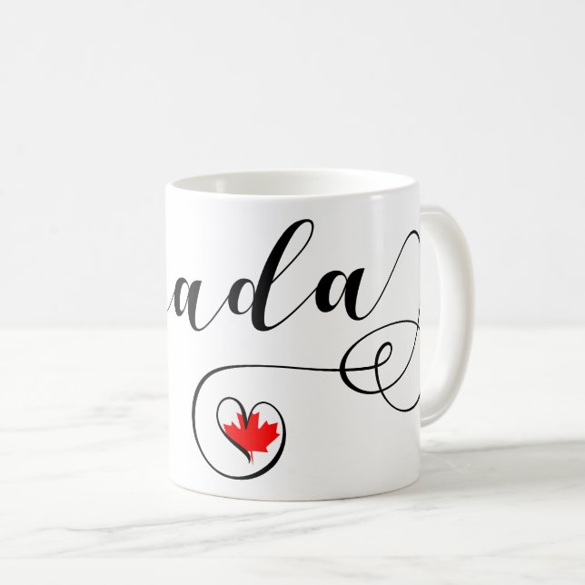 Heart Canada Mug, Canadian Flag Coffee Mug (Front Right)