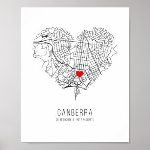 Heart Canberra City Map (Australia) Poster