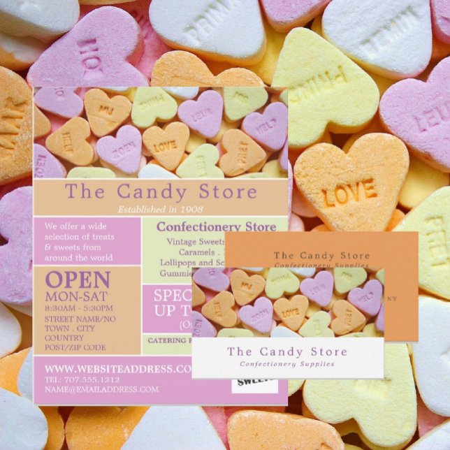 Heart Candy, Confectionery Supplies Business Card (Creator Uploaded)