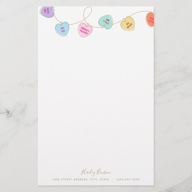 Heart Candy Personalised Stationery (Front)