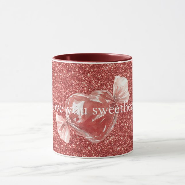 Heart Candy Red Glitter Love   Mug (Center)