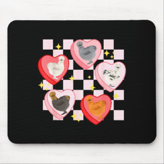 Heart Candy Silkie Chicken Valentine Farmer Animal Mouse Mat