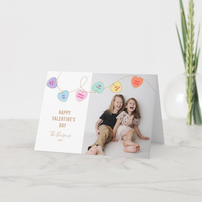 Heart Candy Valentine's Day Photo Holiday Card (Front)