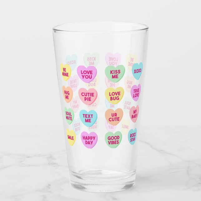 Heart Candy Valentines Day Pint Glass (Front)