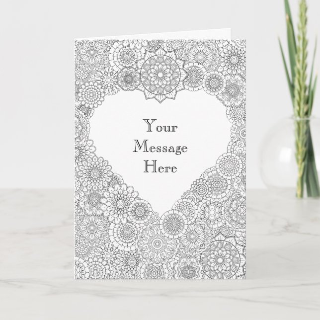 Heart Card: Adult Colouring Personalised Holiday Card (Front)