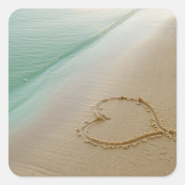 Heart Carded In The Sand Square Sticker (Front)