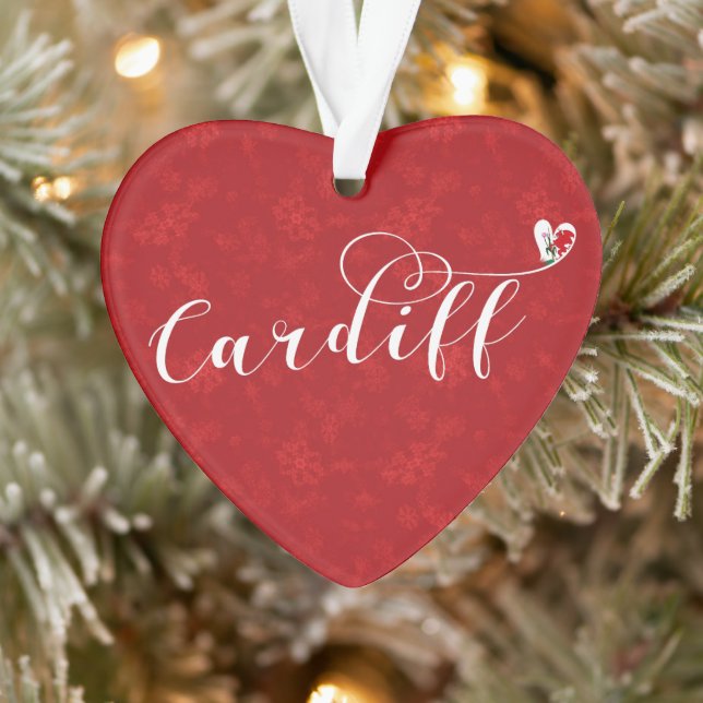 Heart Cardiff Flag, Caerdydd, Wales Ornament (Tree)