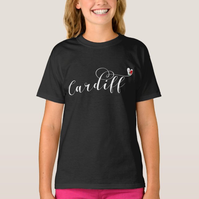 Heart Cardiff Flag, Caerdydd, Wales T-Shirt (Front)