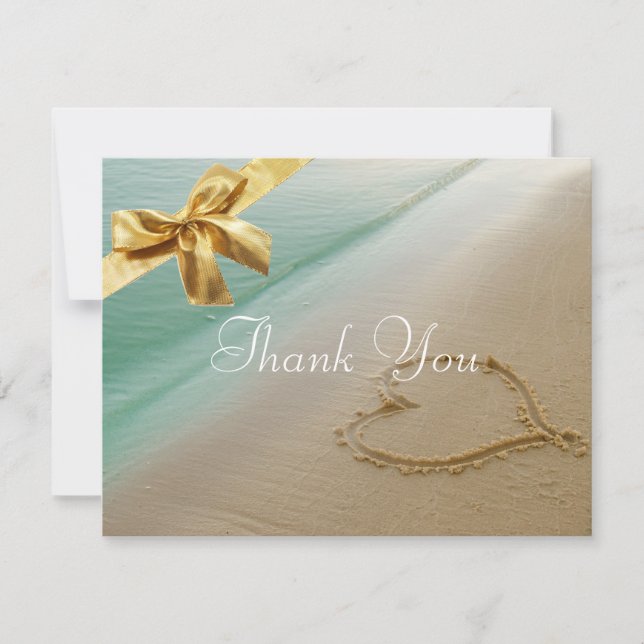 Heart Carved In The Sand Wedding Thank You Card2 Card (Front)