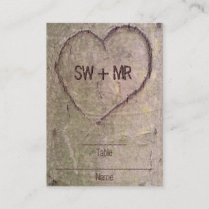 Heart Carved in Tree, Custom Romantic Nature Place Card