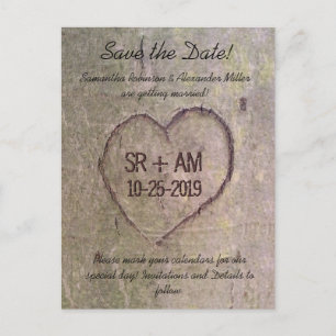 Heart Carved in Tree, Custom Save the Date Card