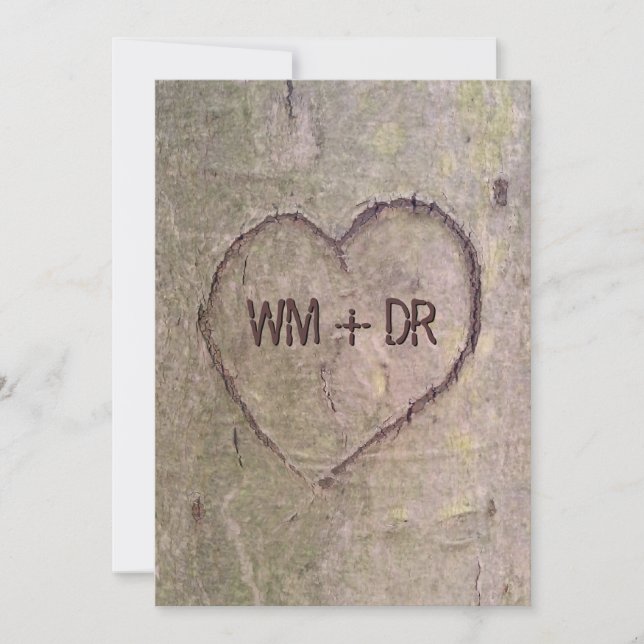 Heart Carved in Tree Wedding Invitations (Front)