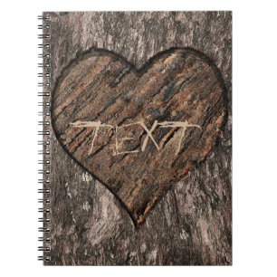 Heart Carved Tree Trunk Bark Rustic Journal