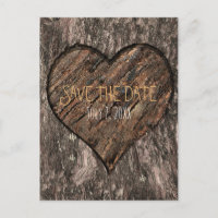 Heart Carved Tree Trunk Rustic Save The Date