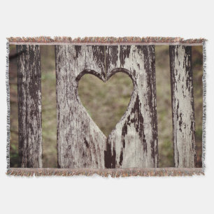 Heart Carved Wooden Chair Back - Retro Style Throw Blanket