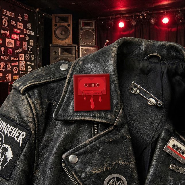 Heart Cassette Tape with Melting Drips 15 Cm Square Badge (Creator Uploaded)